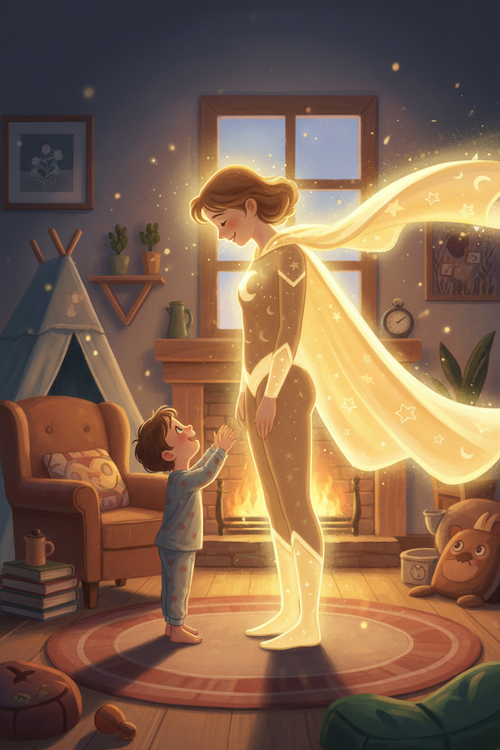 Personalized mom dad superhero storybook cover