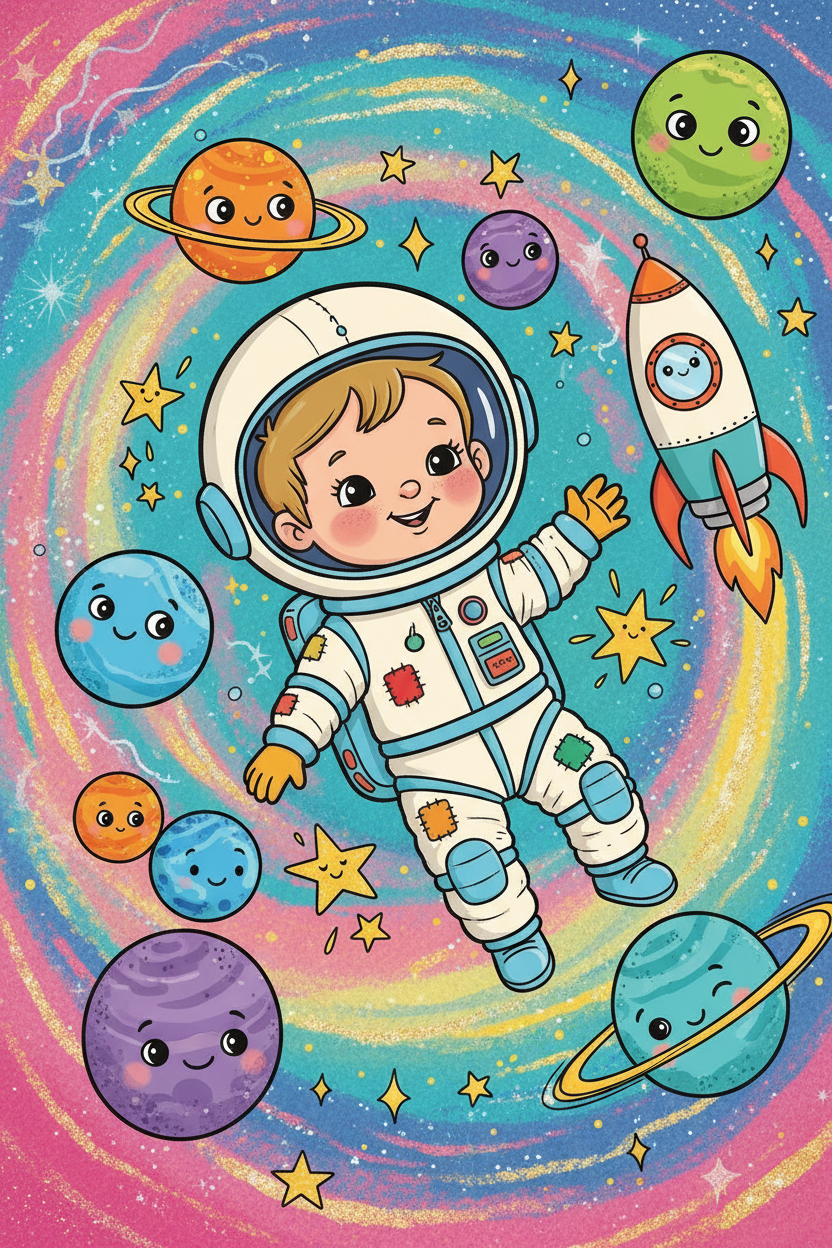Personalized toddler space adventure storybook cover