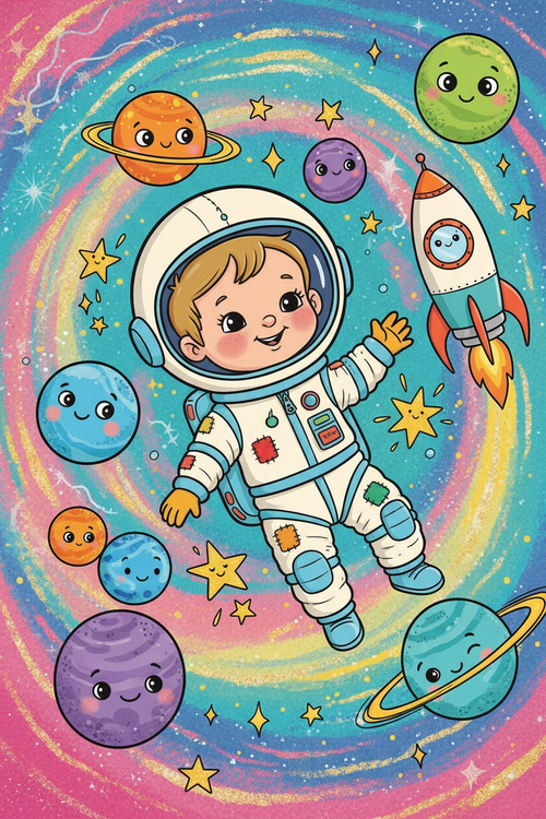 Personalized toddler space adventure storybook cover