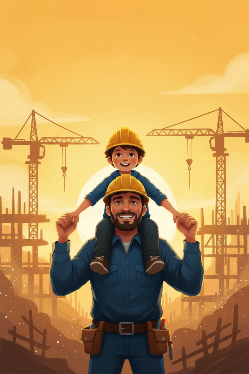 Personalized blue collar dad hero storybook cover
